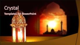  Presentation with eid mubarak - Audience pleasing slide deck consisting of islamic greeting eid mubarak cards backdrop and a wine colored foreground