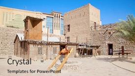  Presentation with historical heritage - Beautiful presentation theme featuring islamic heritage - historical museum in dubai united backdrop and a soft green colored foreground