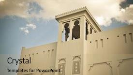  Presentation with old arabic - Theme having islamic heritage - old style arabic building background and a coral colored foreground