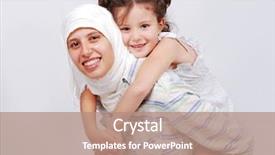  Presentation with muslim - Theme consisting of islamic hijab women - young muslim female and her background and a  colored foreground