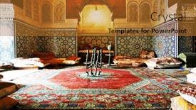  Presentation with islamic architecture - Amazing PPT theme having islamic-indoor-architecture backdrop and a gold colored foreground