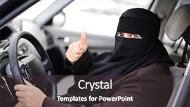  Presentation with islamic law - Colorful presentation design enhanced with islamic law - arabic muslim woman driving backdrop and a dark gray colored foreground