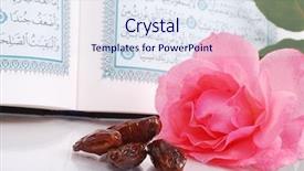  Presentation with islam - Theme consisting of islamic law - holy islam book some dates background and a sky blue colored foreground