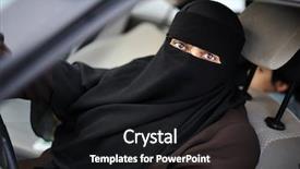  Presentation with driver - Presentation design consisting of islamic law - muslim middle eastern female driver background and a black colored foreground