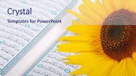  Presentation with rose flower - Slides featuring islamic law - rose flower put on holy background and a sky blue colored foreground