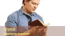  Presentation with islamic law - Audience pleasing theme consisting of islamic law - young businessman with beads reading backdrop and a tawny brown colored foreground