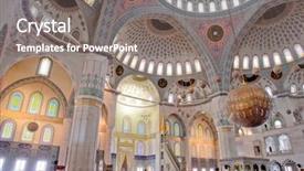  Presentation with islamic pray - PPT theme having islamic pray - interior of kocatepe mosque background and a gray colored foreground