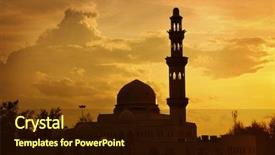  Presentation with islamic pray - PPT theme featuring islamic pray - masjid tengku tengah zaharah background and a wine colored foreground