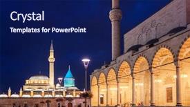  Presentation with mosque - Presentation featuring islamic saint - central square of the old background and a navy blue colored foreground