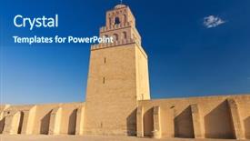  Presentation with islam - Presentation theme with islamic saint - great mosque of kairouan tunisia background and a ocean colored foreground