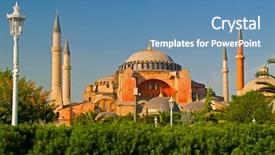  Presentation with istanbul - Slides enhanced with islamic saint - hagia sofia and garden background and a teal colored foreground