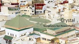  Presentation with religion islam - Presentation having islamic saint - moulay idriss the holy town background and a soft green colored foreground