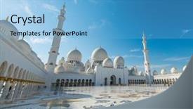  Presentation with abu dhabi - Theme enhanced with islamic saint - sheikh zayed mosque in abu background and a light blue colored foreground