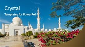  Presentation with abu dhabi - Cool new theme with islamic saint - sheikh zayed mosque in abu backdrop and a ocean colored foreground