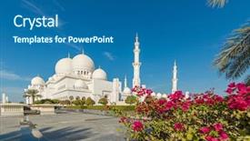  Presentation with abu dhabi - Audience pleasing slide deck consisting of islamic saint - sheikh zayed mosque in abu backdrop and a ocean colored foreground