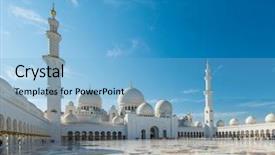  Presentation with abu dhabi - Slide set enhanced with islamic saint - sheikh zayed mosque in abu background and a light blue colored foreground