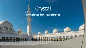  Presentation with zayed - Theme with islamic saint - sheikh zayed mosque in abu background and a ocean colored foreground