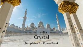  Presentation with abu dhabi - Slide deck having islamic saint - sheikh zayed mosque in abu background and a light gray colored foreground