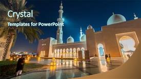  Presentation with zayed - Presentation theme featuring islamic saint - sheikh zayed mosque in abu background and a navy blue colored foreground