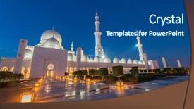  Presentation with zayed - Slide set with islamic saint - sheikh zayed mosque in abu background and a ocean colored foreground