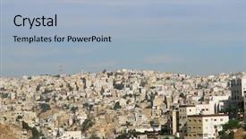 Presentation with society - Colorful presentation theme enhanced with islamic society - amman jordan - cityscape backdrop and a light blue colored foreground
