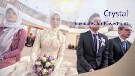  Presentation with islamic muslim - PPT theme consisting of islamic wedding ceremony in mosque background and a sky blue colored foreground