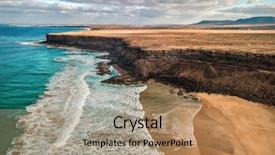  Presentation with ocean waves - Slide set consisting of island aerial shooting seascape coastline background and a coral colored foreground