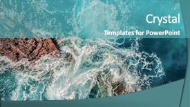  Presentation with ocean waves - Beautiful presentation theme featuring island aerial shooting seascape coastline backdrop and a teal colored foreground