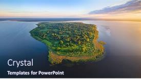  Presentation with island - Amazing presentation design having island-at-the-lake-asvejskae backdrop and a navy blue colored foreground