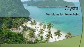  Presentation with doors to beach scene - Presentation theme enhanced with island beach scenery angthong marine background and a light blue colored foreground