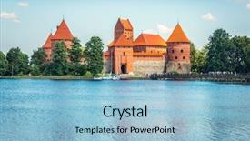  Presentation with castle - Audience pleasing presentation theme consisting of island castle in trakai lithuania backdrop and a  colored foreground