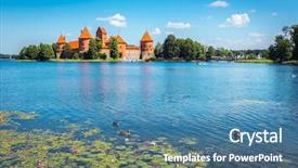  Presentation with castle purple - Presentation theme consisting of island castle in trakai lithuania background and a teal colored foreground