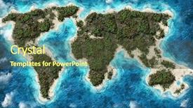  Presentation with travel globe - PPT theme with island earth map globe shape background and a tawny brown colored foreground