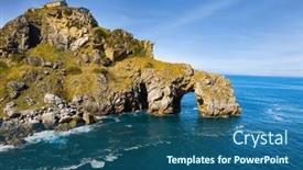  Presentation with country photo - Theme having island-gastelugache-atlantic-coast-basque background and a ocean colored foreground