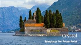  Presentation with kotor montenegro - Theme with island-in-boka-kotor-bay background and a teal colored foreground