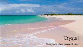  Presentation with turquoise beach - Colorful slide deck enhanced with island in caribbean with pink backdrop and a lemonade colored foreground