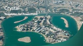  Presentation with qatar - Slide deck with island in doha qatar background and a ocean colored foreground