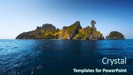  Presentation with krabi - PPT theme featuring island in the tropical sea named chicken krabi province of thailand background and a navy blue colored foreground