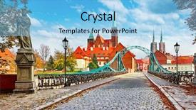  Presentation with green roof - Beautiful PPT theme featuring island in wroclaw poland green backdrop and a light blue colored foreground