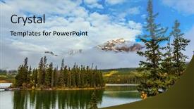  Presentation with cold water - Amazing theme having island is overgrown with coniferous backdrop and a light blue colored foreground