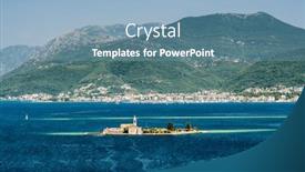  Presentation with mediterranean - Presentation theme featuring island-lady-of-the-rocks background and a teal colored foreground