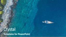  Presentation with yacht - Audience pleasing PPT theme consisting of island ocean and sea backdrop and a ocean colored foreground