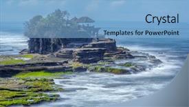  Presentation with bali temple - Cool new presentation theme with island of bali indonesia backdrop and a light blue colored foreground