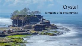  Presentation with bali temple - Beautiful PPT theme featuring island of bali indonesia backdrop and a light blue colored foreground