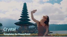  Presentation with bali temple - PPT layouts consisting of island of bali spiritual background and a ocean colored foreground