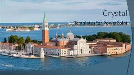  Presentation with venice - PPT layouts consisting of island of church of san giorgio maggiore facing st marks square in venice background and a light blue colored foreground