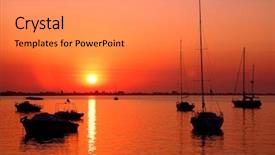  Presentation with sunrise - Presentation theme enhanced with island on the golden sunrise background and a gray colored foreground