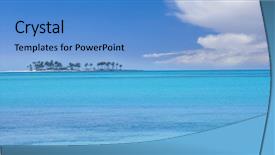  Presentation with paradise island - Beautiful presentation theme featuring island paradise backdrop and a teal colored foreground