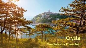  Presentation with earth day - Theme having island primorsko-goranska zupanija croatia background and a tawny brown colored foreground