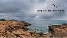  Presentation with sea weather - Cool new theme with island-scenery-with-rocks backdrop and a light gray colored foreground